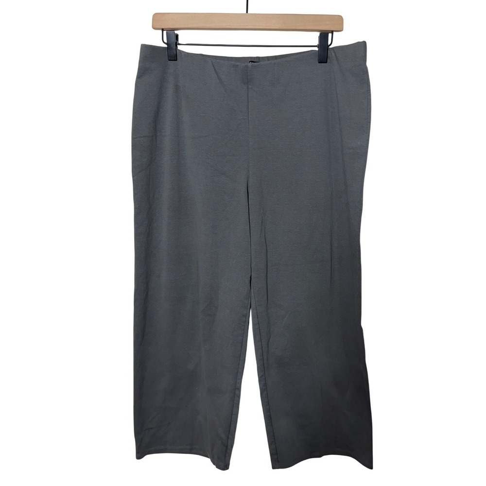 Eileen Fisher Gray‎ Wide Leg Cropped Pants Size L Career Casual Normcore Basics
